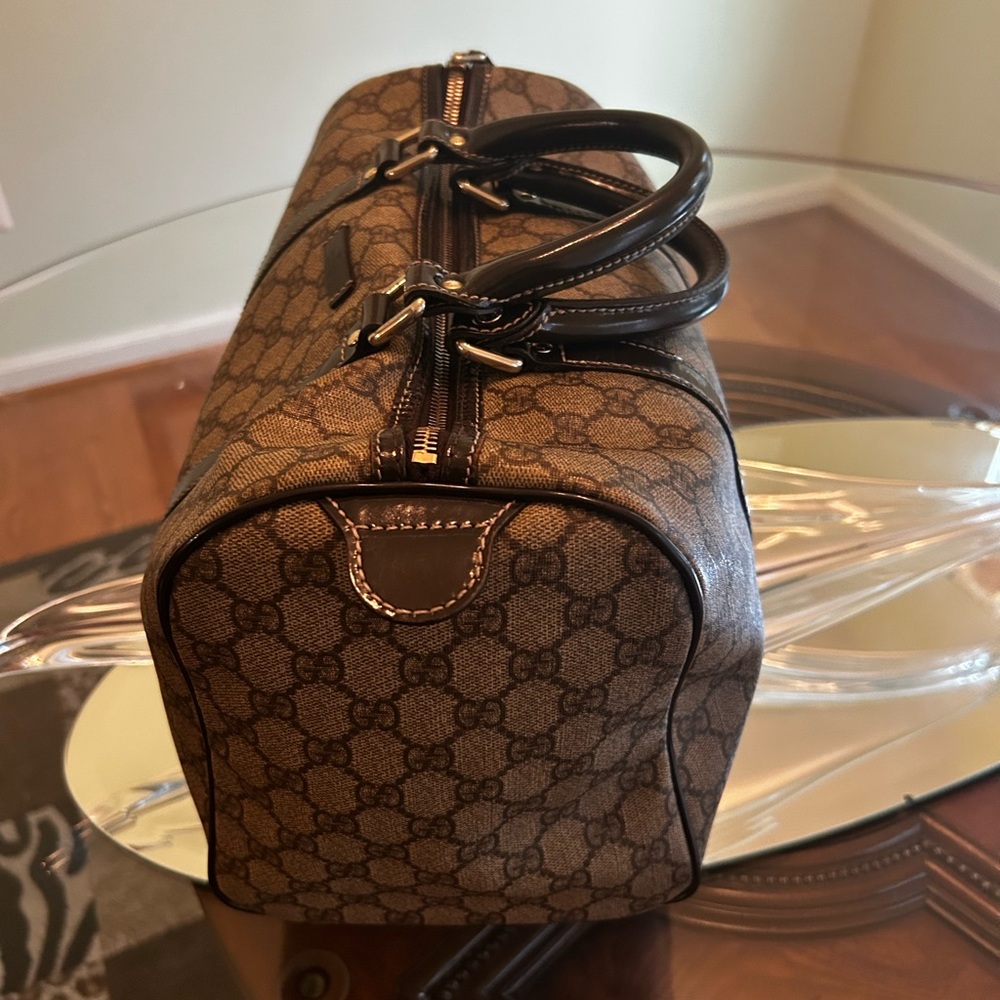 Gucci Brown GG Canvas Satchel with Dark Brown Trim - Picture 6 of 10